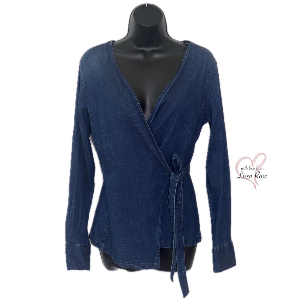 Denim Wrap Top - Navy Blue